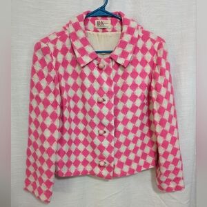Vintage Hot pink checkerboard women's short blazer size small?